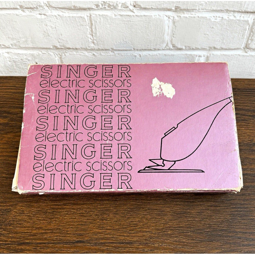 Vintage Singer Electric Scissors Set Original Box Cradle Adapter Tested Working